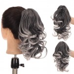Extensie de par coada ondulata cu cleste 30 cm  Brunet cu Gri Cenusiu Ombre Cod SS30529-1B0906#